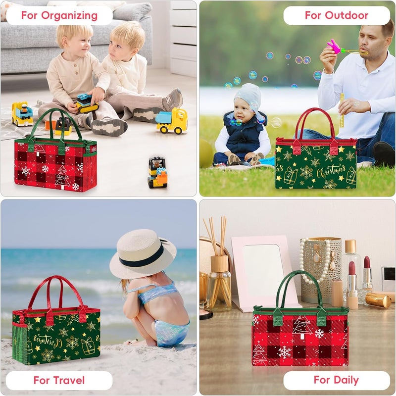 DOOHALO Small Merry Christmas Gift Carry Storage Tote Case with Handle Crossbody Reusable Presents Fabric Packing Bag - Image 4